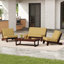 Ensemble de conversation en bois massif avec fauteuil sans accoudoirs, causeuse et table basse Polett-1168994219-1153764784