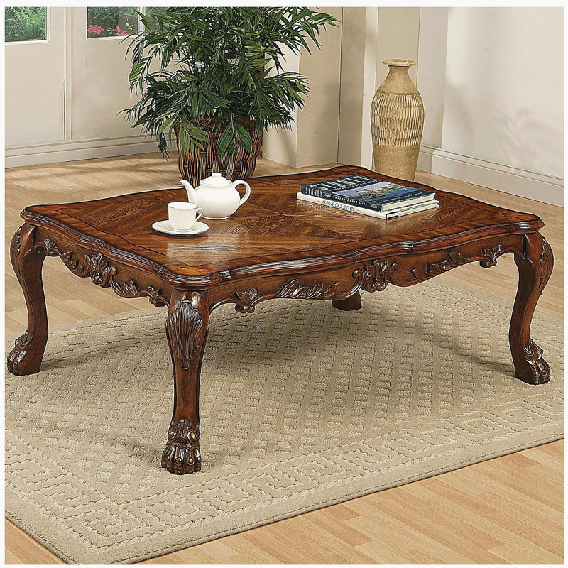 Cherry Oak Coffee Table with Claw Leg