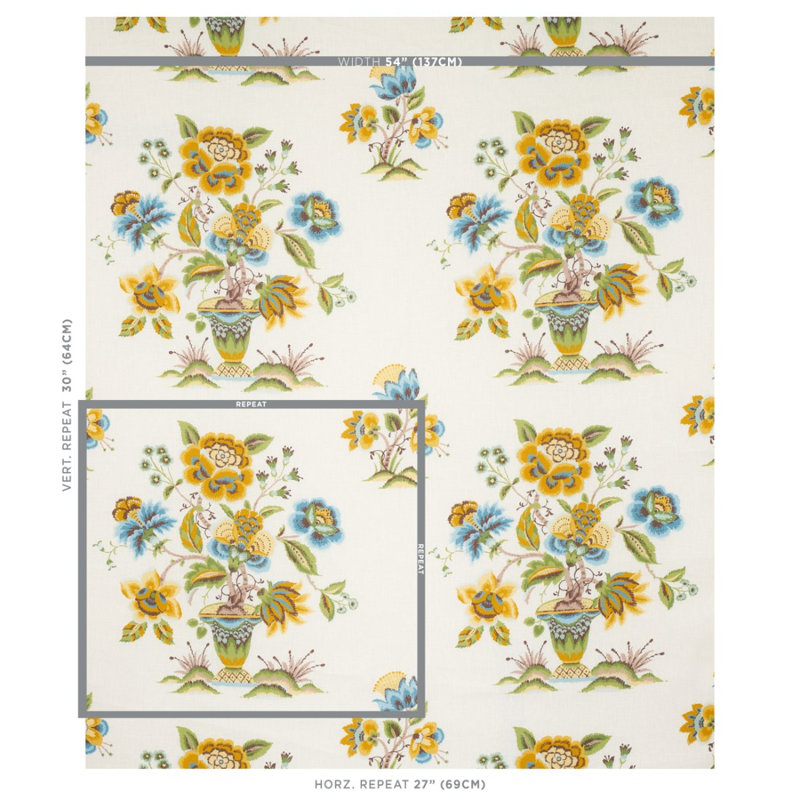 Tissu en lin Ashford, Ocre / ciel