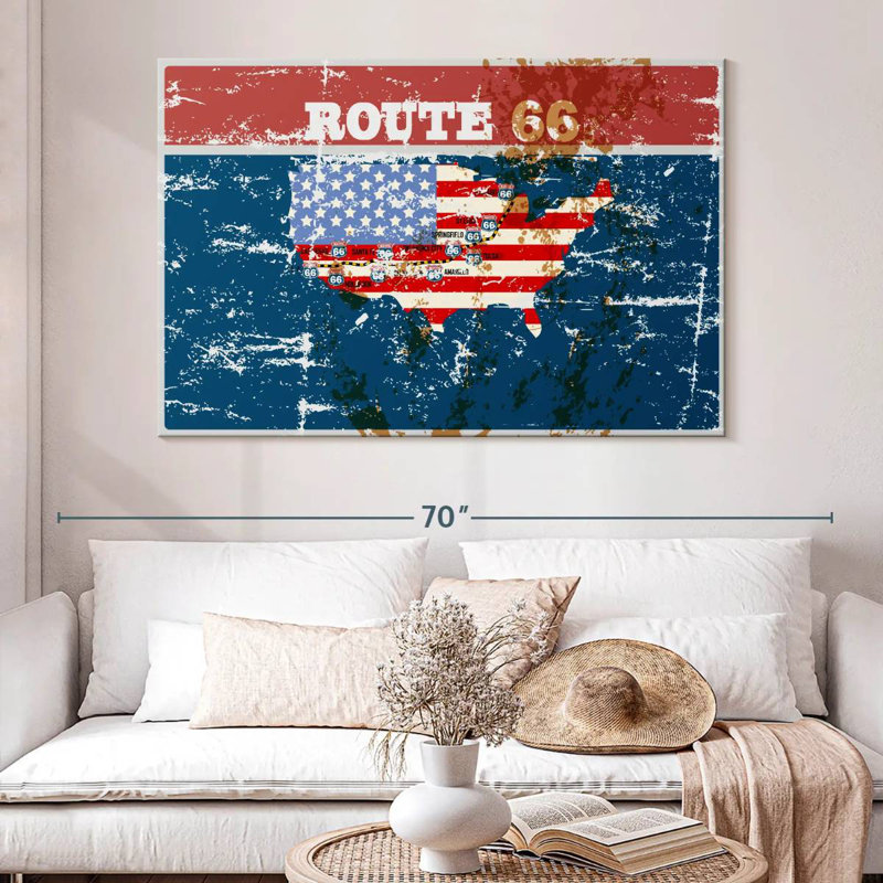 Drapeau américain Aliaz Route 66 - grunge