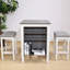 Ensemble de repas compact pour appartements, 3 pièces, fini rétro, montage facile, bois massif, étagères latérales, style rustique contemporain, rangement intégré, siège confortable.-1829796598