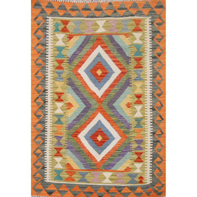 Multolor Kilim Reversible Wool Rug 3x4