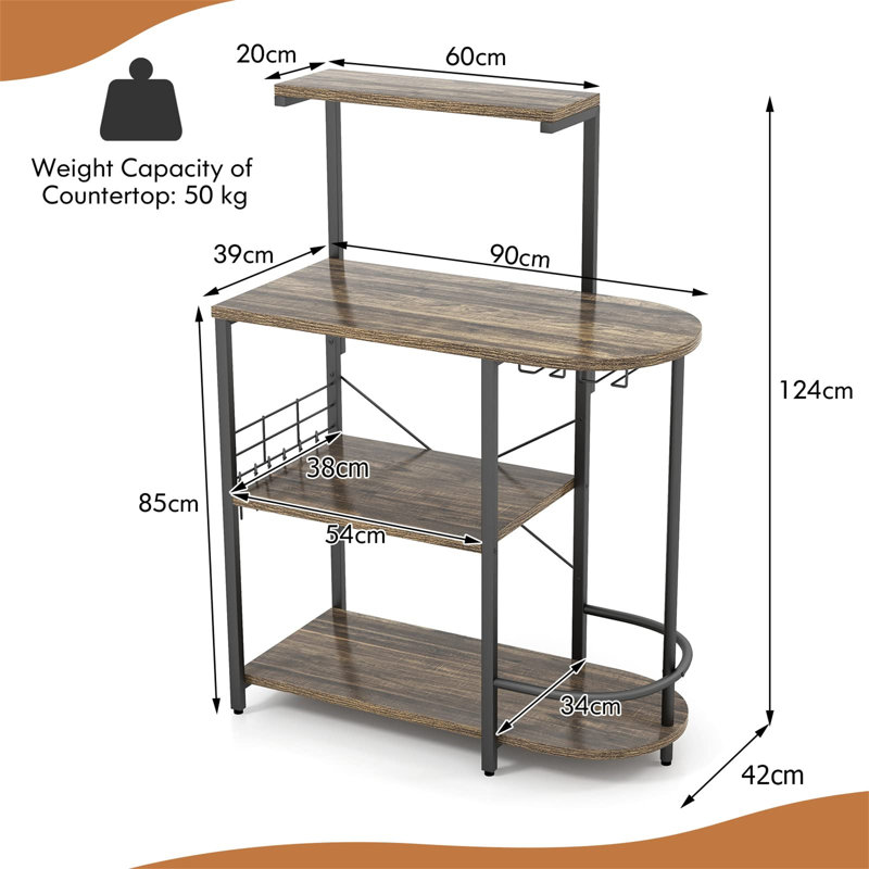 90'' Metal Standard Baker's Rack with Microwave Compatibility