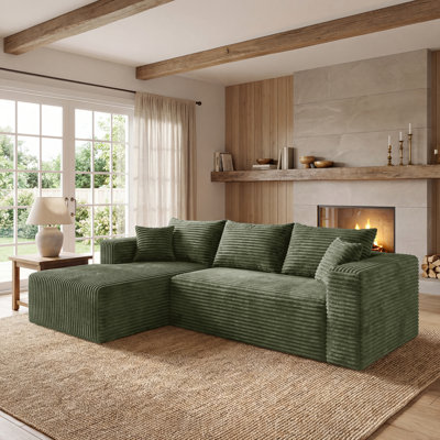 Canapé modulaire en L en flanelle avec ressorts ensachés, canapé convertible à siège profond et canapé en L