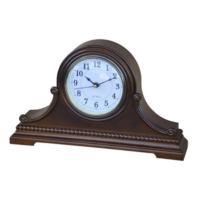 Traditional Analog Wood Quartz Tabletop Clock in Dark Brown