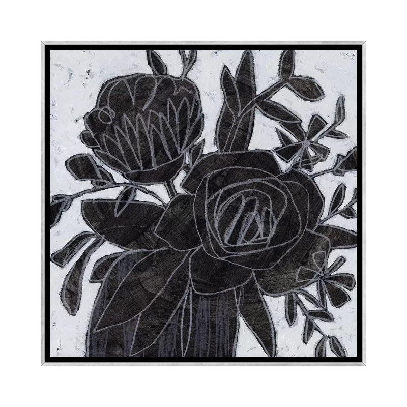 Print, Toile avec cadre argenté, Pas de tapis, H 18 po x l 18 po x 1,5 po