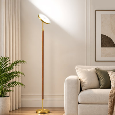 68.9" Solid Wood and Metal Floor Lamp with Remote Control and APP Control
