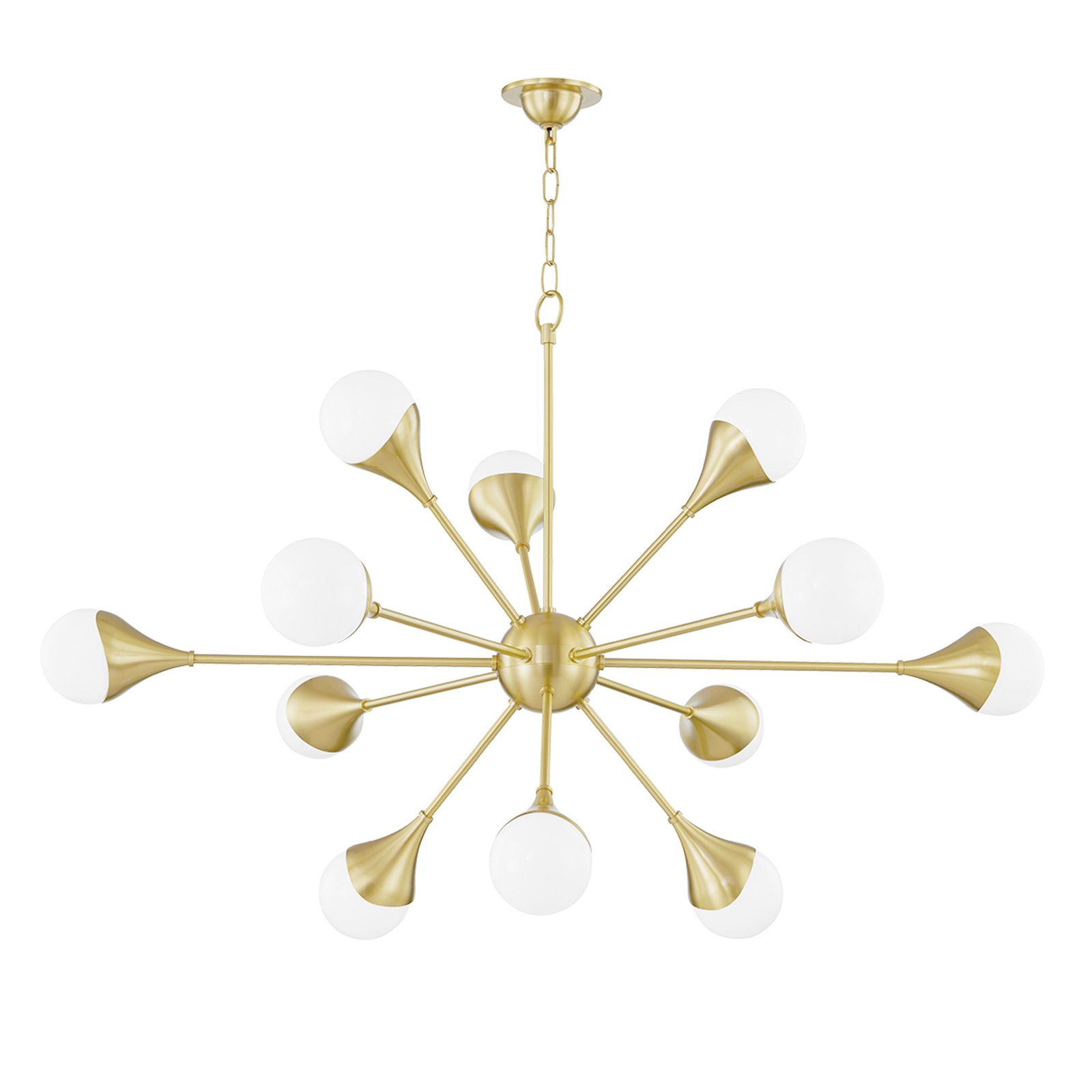 Ariana 12 Light Chandelier, Aged Brass