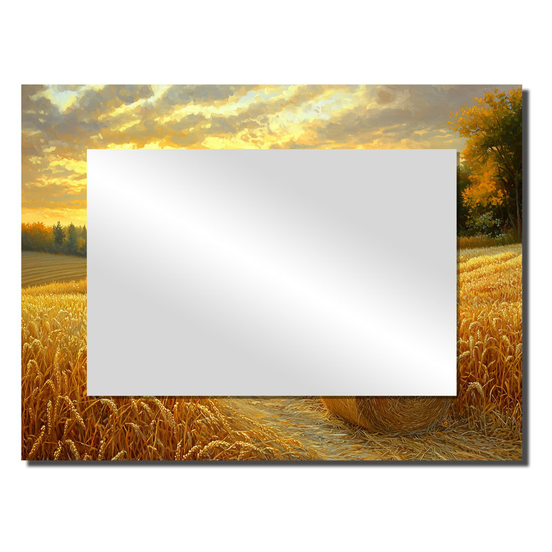 «Countryside Golden Harvest Fields II», art mural miroir de paysages, imprimé sur métal, 24 po x 32 po