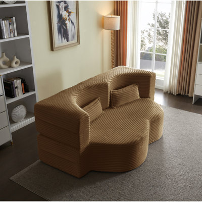 Lit double en velours côtelé pliable pleine grandeur avec deux coussins supplémentaires, parfait pour les dortoirs universitaires et les espaces compacts limités