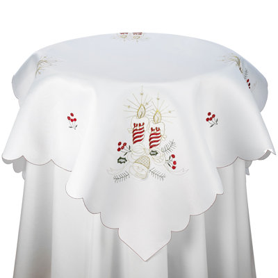 Purkey Embroidered Christmas Tablecloth