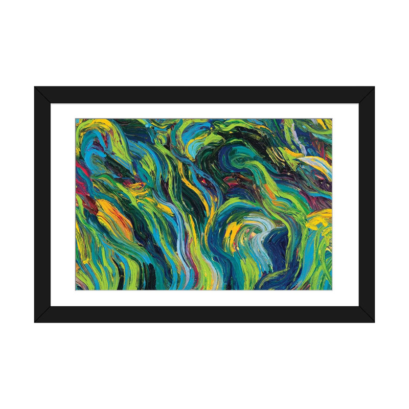 « gm 059 » par iris scott abstracts, impression sur toile, H 24 po x l 32 po x P 1 po, Papier avec cadre noir, Blanc