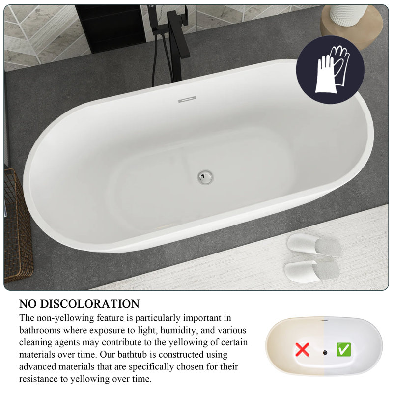 Baignoire de trempage autoportante en acrylique 59 po. X 29 po.