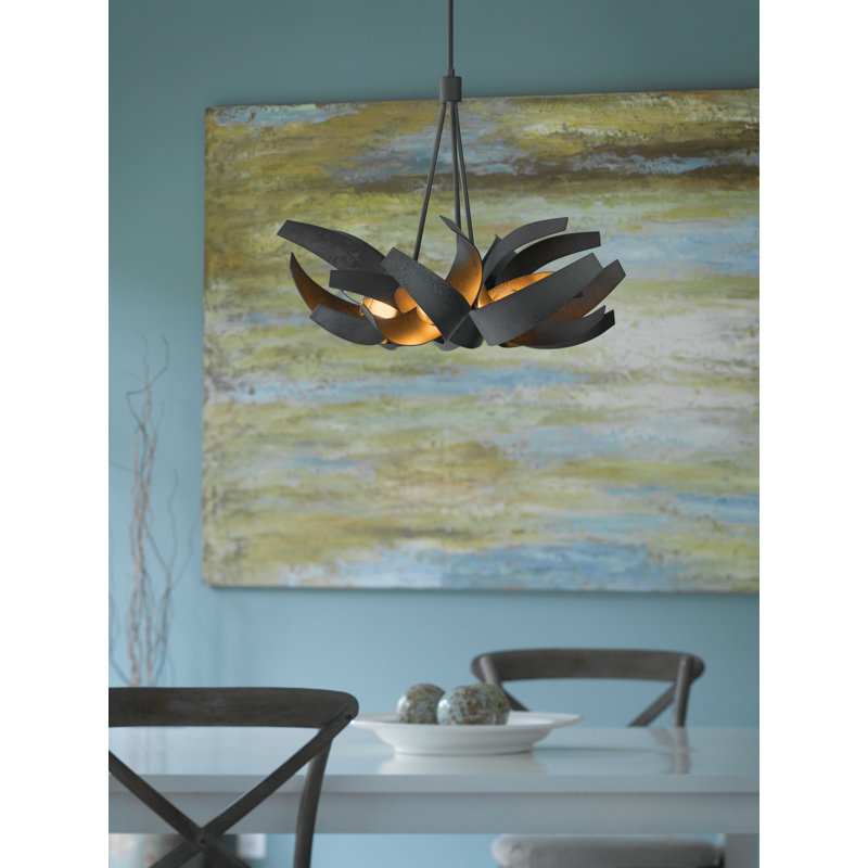 Corona 6 - Light Unique/Statement Geometric Chandelier, Dark Smoke, 29.2" H x 35.1" W x 35.1" D