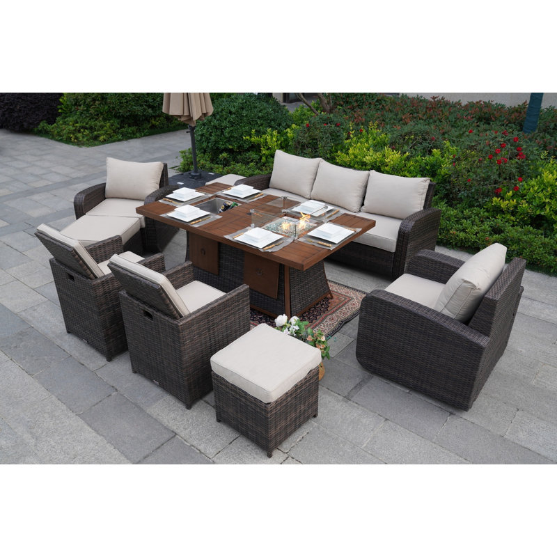 10 - Person Patio Conversation Set with Cushions