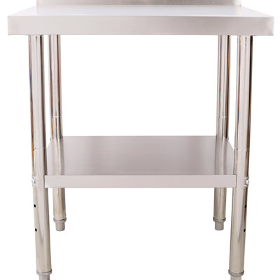 Table de travail robuste en acier inoxydable 24 x 35 1/2 po avec dosseret, tablette inférieure réglable et 4 pour le rangement dans le garage et l'hôtel Capacité de charge de 440 lb
