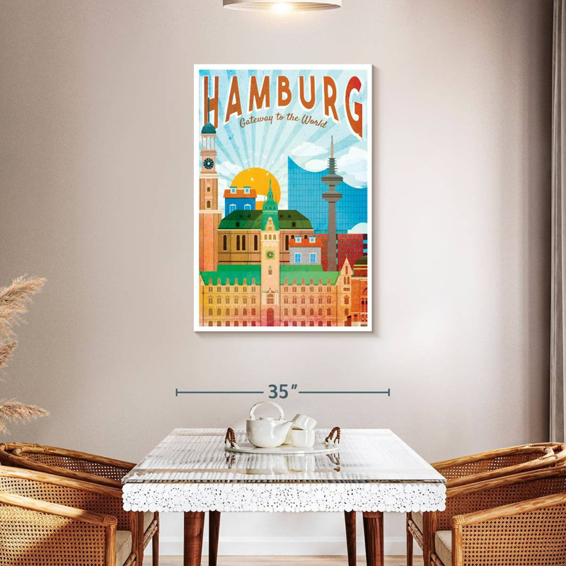 Affiche rétro de Hambourg, H 45 po x l 30 po