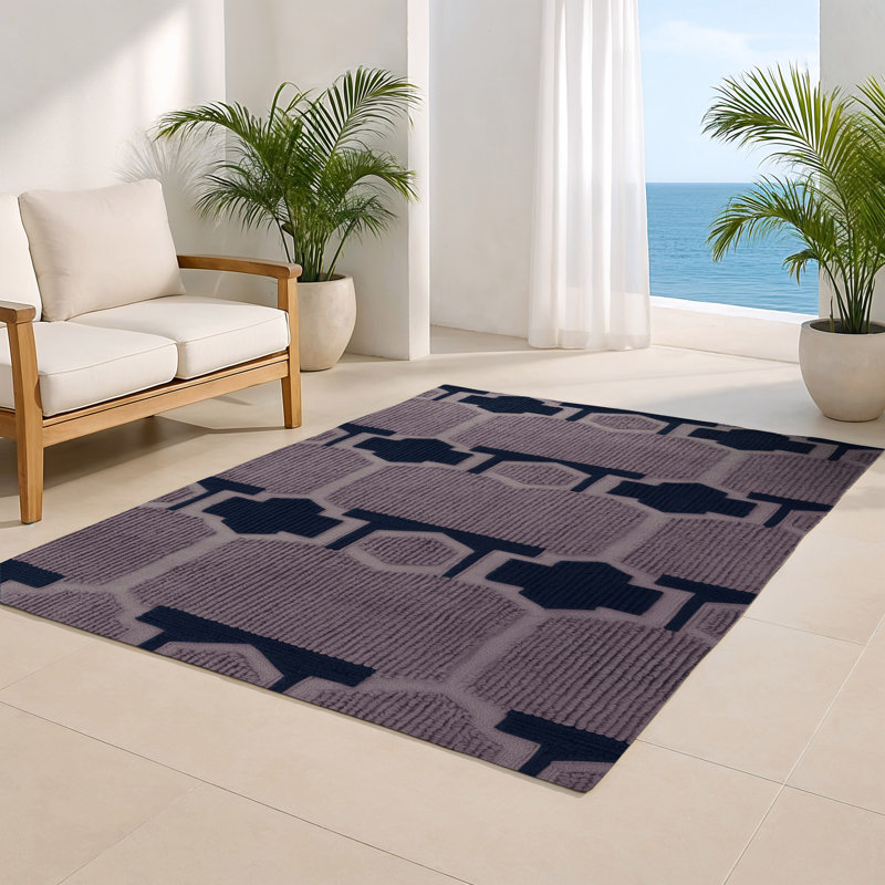 Tapis gris intérieur et extérieur Trellis, Rectangle 5 pi x 7 pi