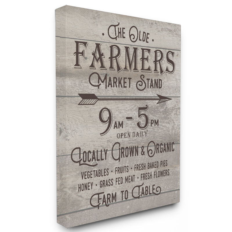 " Vintage Sign The Old Farmers Market Stand " by Lettered And Lined, 20" H x 16" W, Canvas