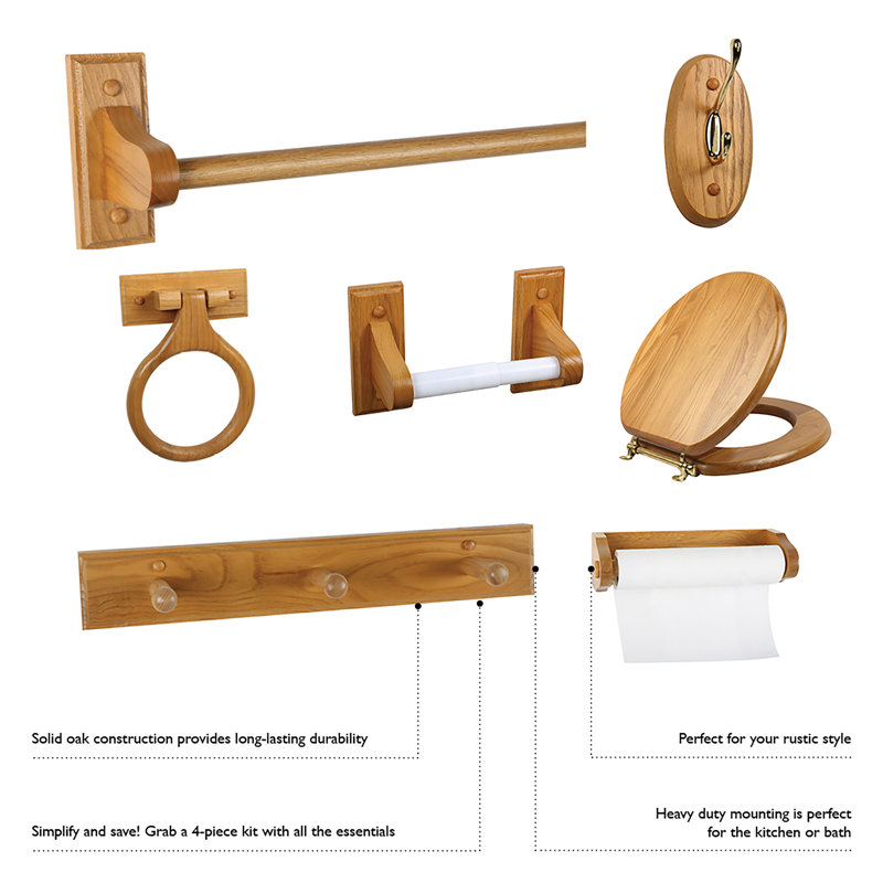 Honey Oak Wood Traditional Paper Towel Holder