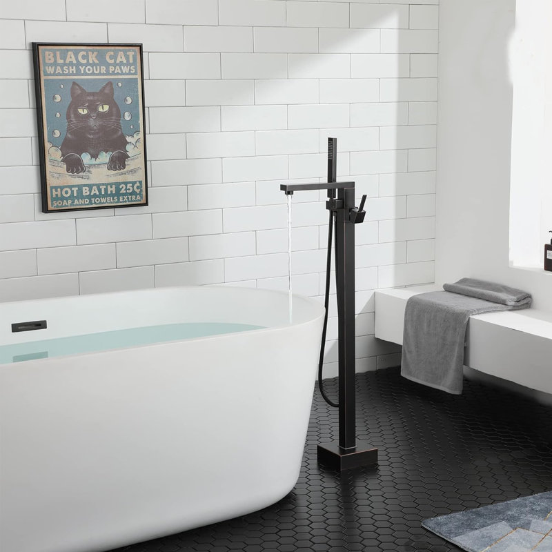 Single Handle Floor Mounted Tub Faucet, 91 cm H x 61 cm W