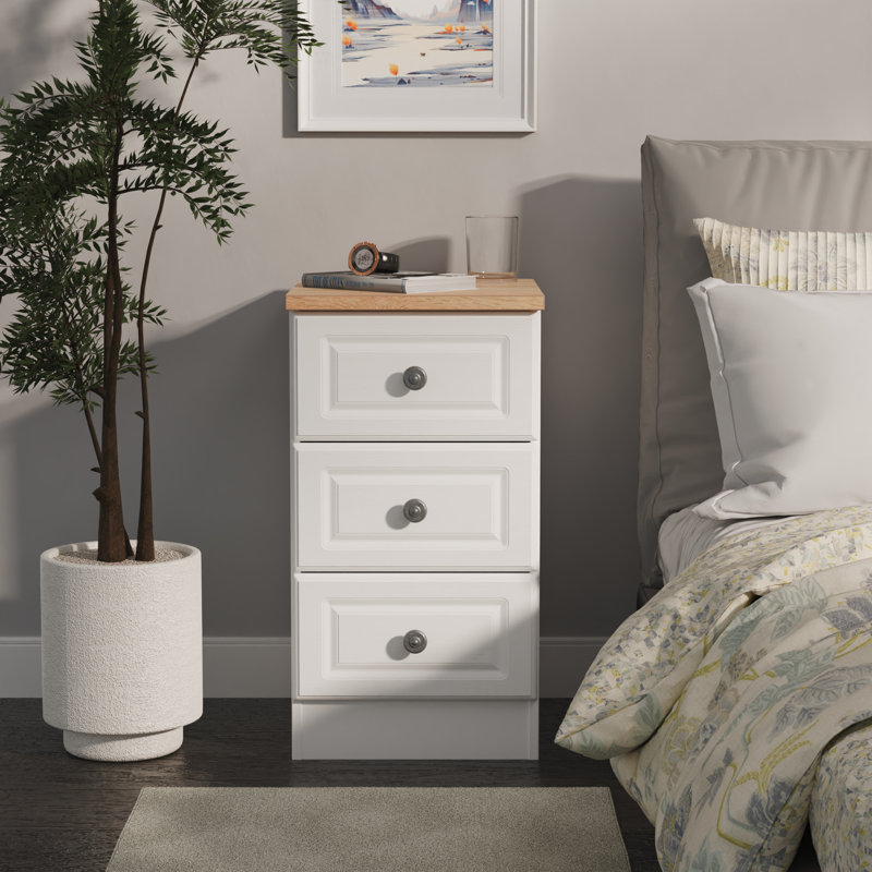 Arpelar 37cm W Manufactured Wood Bedside Table, White