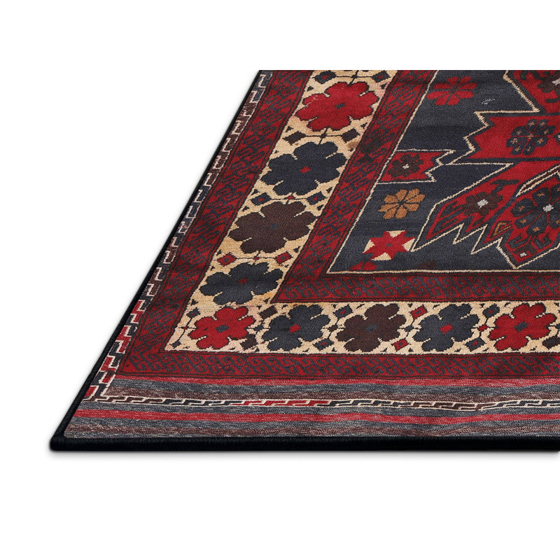 Tapis blanc / noir / bleu Southwestern, Rectangle 8 pi x 12 pi