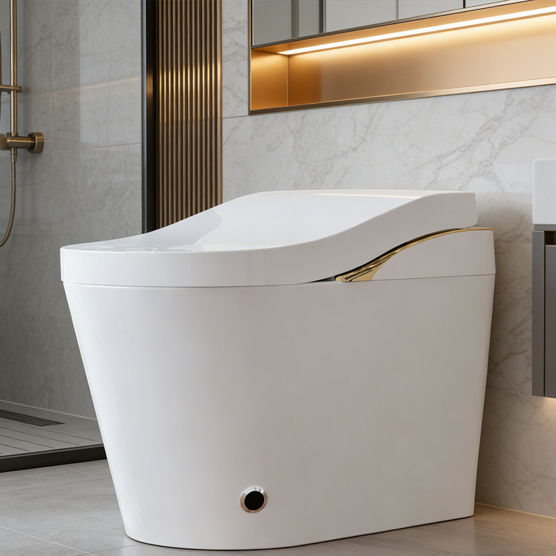 17.5" Comfort Height Smart Bidet Toilet Combo 3 Color Options One-Piece Intelligent Toilet with Foam Shield Auto Open Close Lid, Heated Seat Warm Air Dryer 12" Rough-in Modern Bathroom Smart Toilet with Bidet