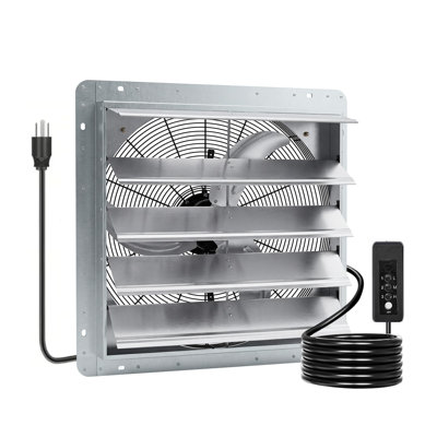 12 Inch Shutter Exhaust Fan, 1100 CFM Silent Wall Mount Ventilation Fan With 6 Feet 3 Speed Control Power Cord, Used For Basement Kitchen Attic Garage Greenhouse And Shed