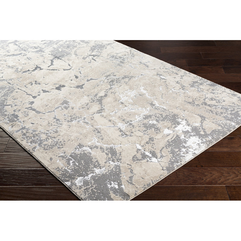 Tapis gris/gris anthracite abstrait Adelaida, Rectangle 2 pi x 2 pi 11 po