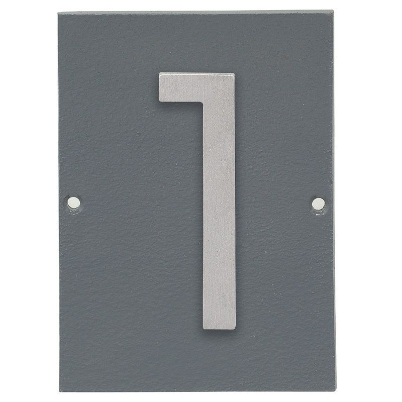 Plaque d’adresse murale sur 1 ligne flottante, Gris, Aluminium brossé, Oui