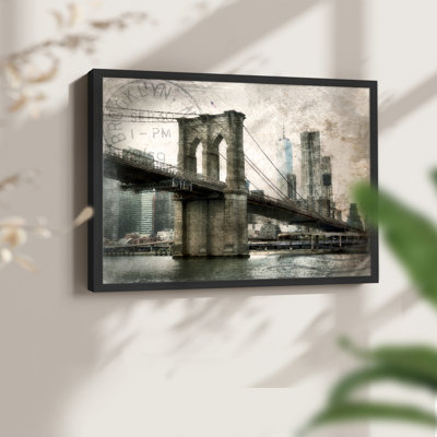 NY Brooklyn Bridge -Framed Print - Restickable