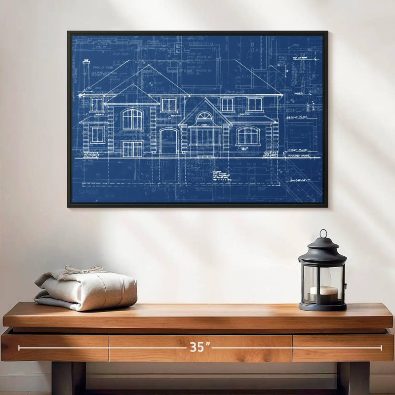Plan de maison, 25 po x 17 po, Cadre flottant noir