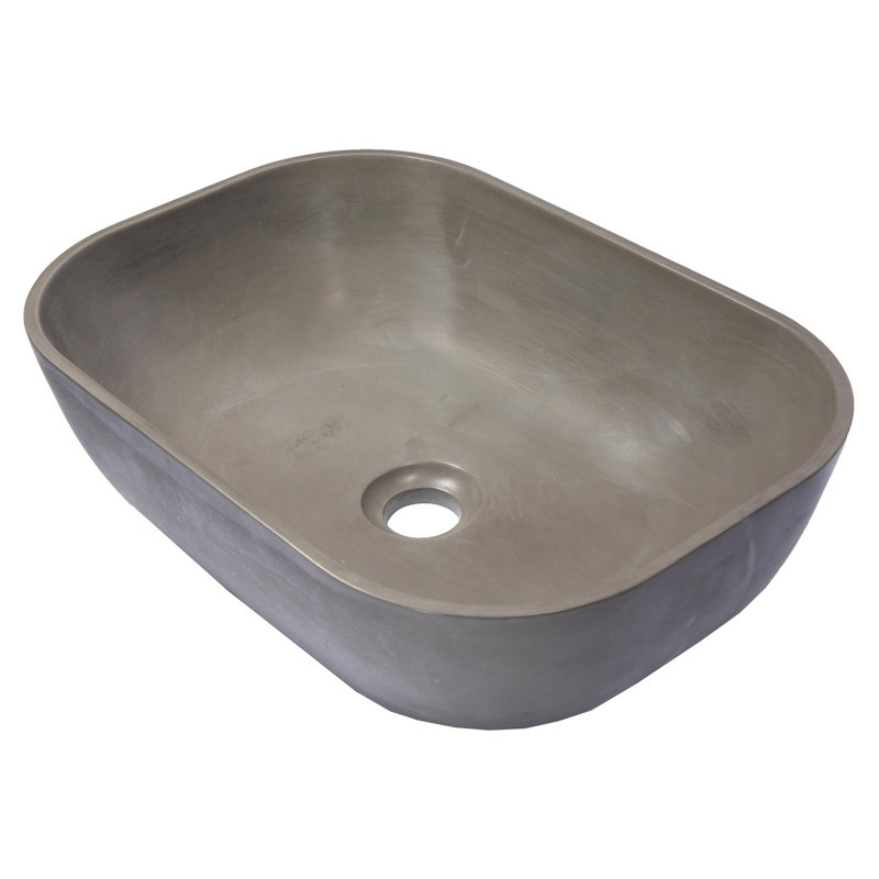 Concrete Rectangular Vessel Bathroom Sink, Dark Gray