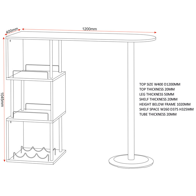 Abelone Bar with Wine Storage, Light Oak