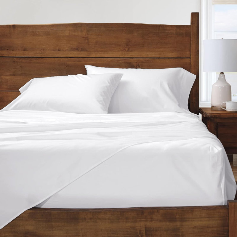 Cuddledown Heritage Sateen Sheet Set, Twin Sheet Set with 1 Pillowcase, White