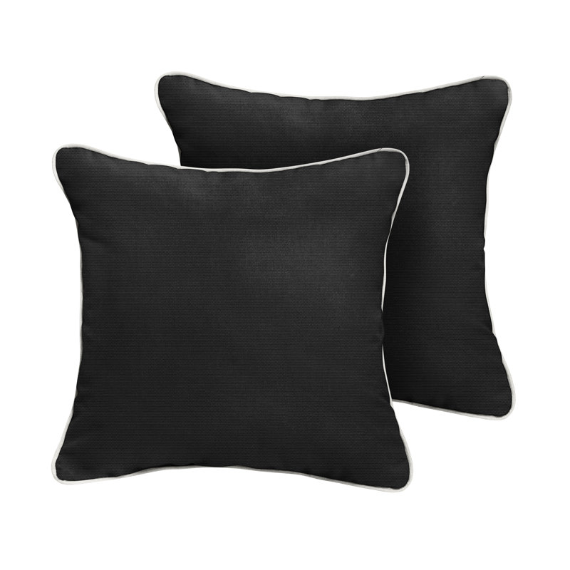 Ensemble de 2 coussins d'extérieur Sunbrella, Tissu noir Sunbrella, H 20 po x l 20 po x P 6 po