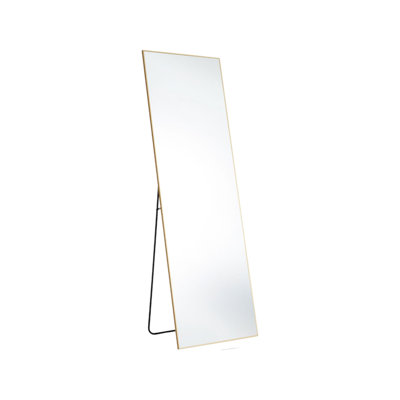 63" Gold Metal Freestanding and Wall Mount Framed Full Length Mirror
