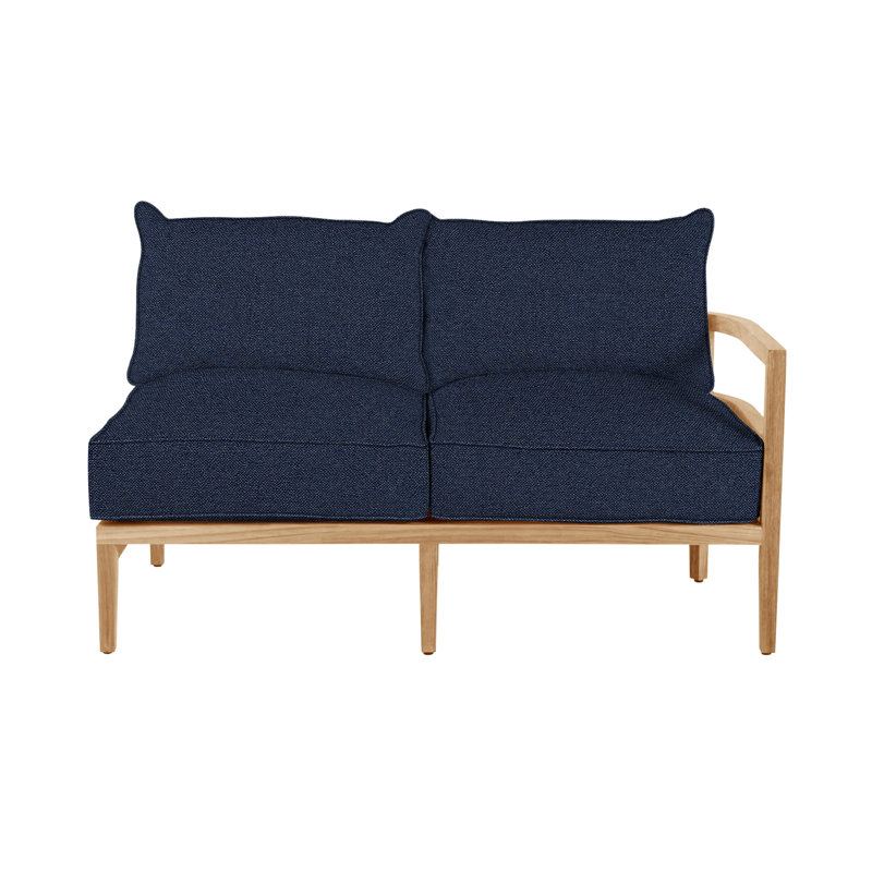 Canapé modulaire en teck Santa Barbara, Teck naturel, Welt + bourre standard, Indigo Intermix