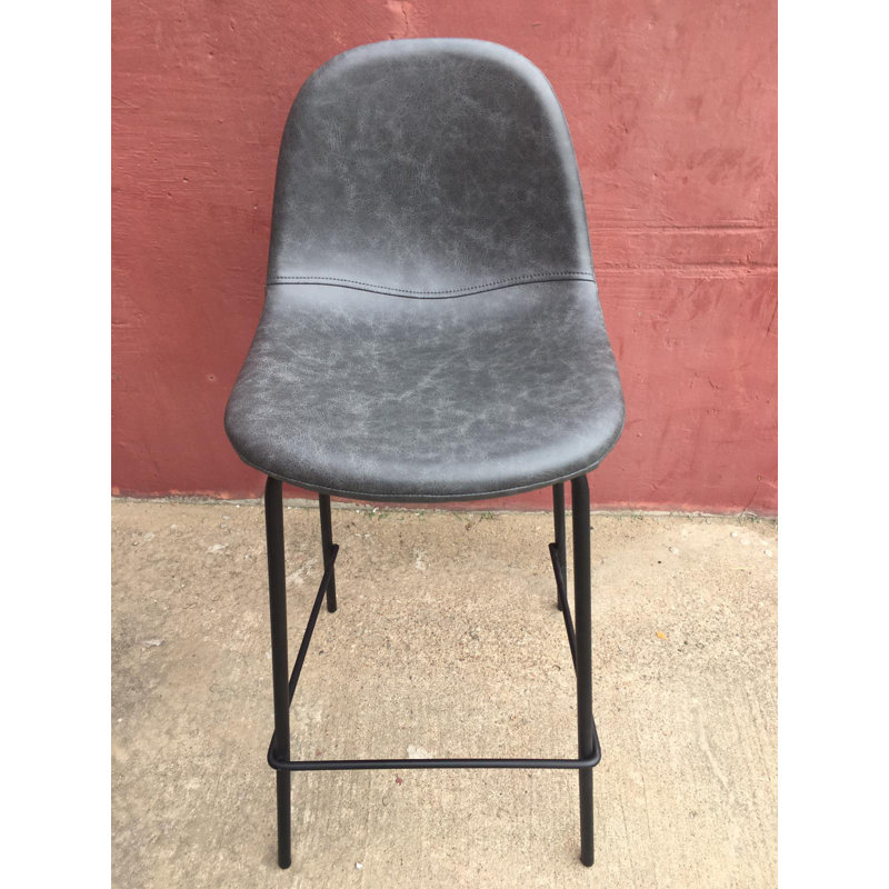 Joshveer Upholstered Counter Stool with Metal Frame, Gray