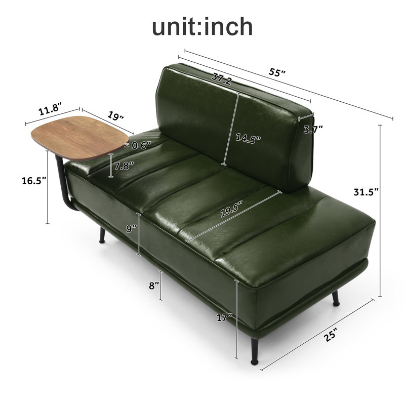 Banc de bout moderne avec pieds en bois pour le salon, Vert