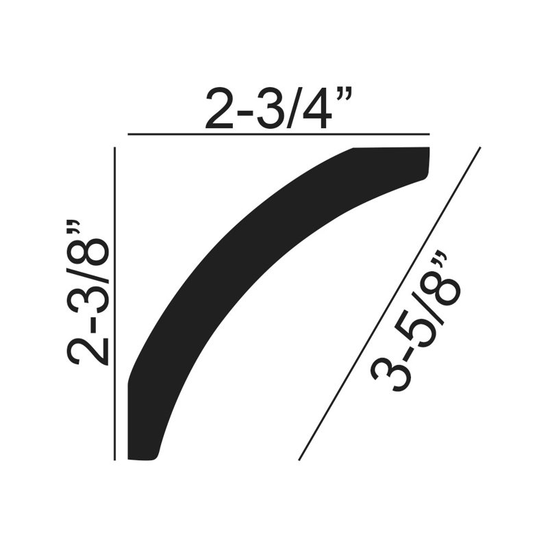 Primed Polyurethane Crown Moulding Sample, 6" Long