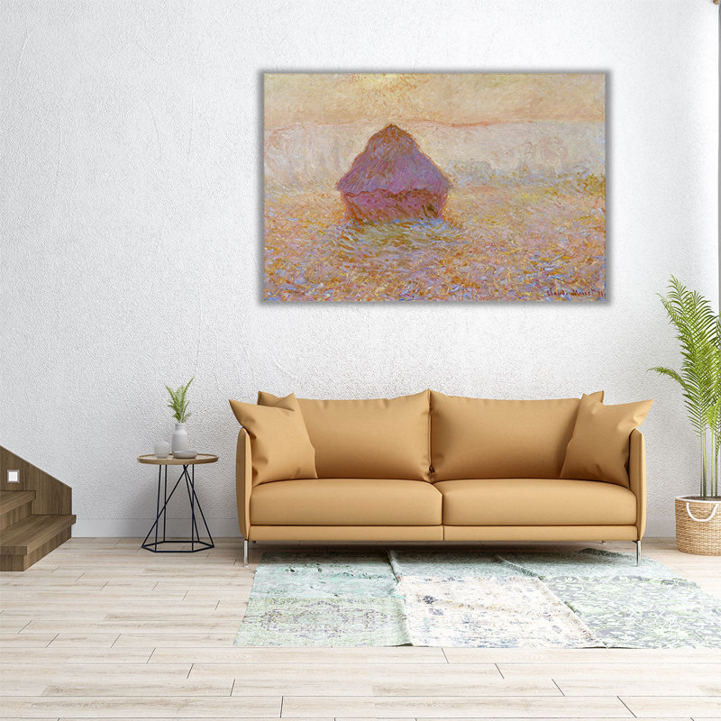 Grainstack Sun in the Mist, 1891 - reproduction d'art sur toile, H 40 po x l 60 po