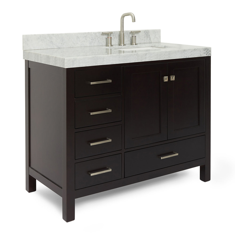 Cambridge Single Bathroom Vanity with Carrara Marble Top Ariel Bath Base