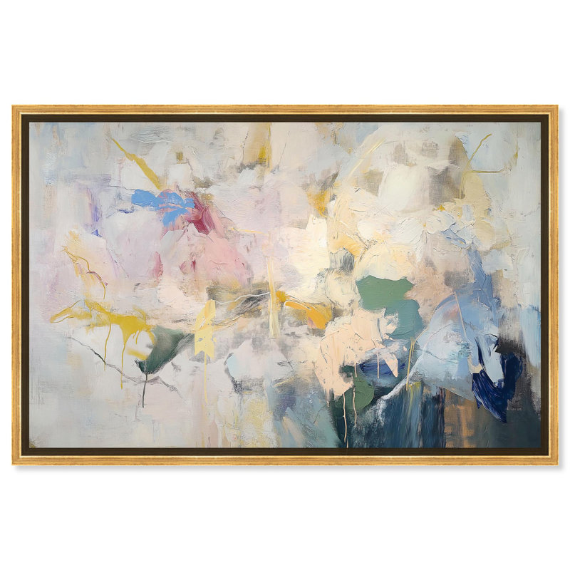 Toile parfaite situation pastel, art abstrait par Art Remedy, Cadre doré, H 25 po x l 37 po
