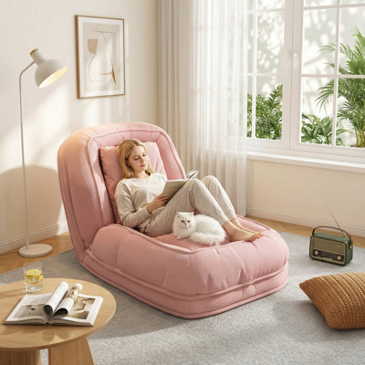 Upholstered Bean Bag Chair for Adults, Foldable Lazy Sofa Bed with 5 Adjustable Positions, Perfect for Bedroom, Living Room, Reading Corner by Winston Porter