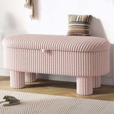 Repose-pieds moderne avec rangement et repose-pieds en velours côtelé et banc pour le salon, la chambre à coucher et le vestibule, rose