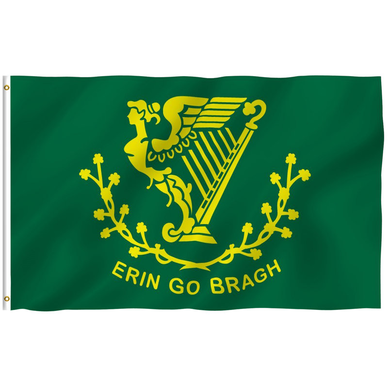 Erin Go Bragh Green Polyester 3x5 ft Flag with Brass Grommets