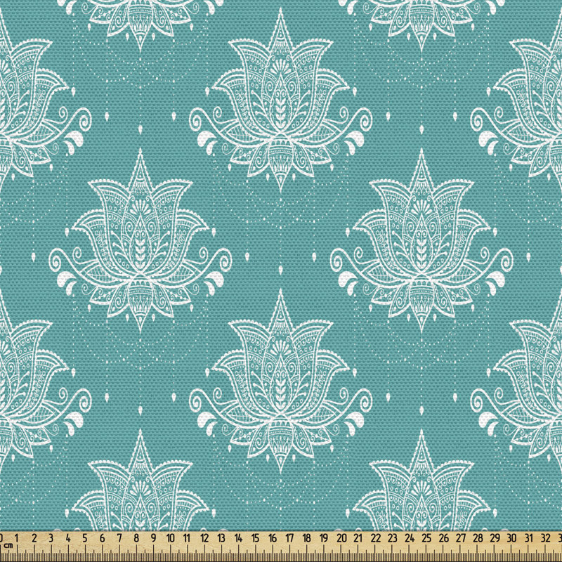 Tissu turquoise damassé, l 58 po x L 72 po