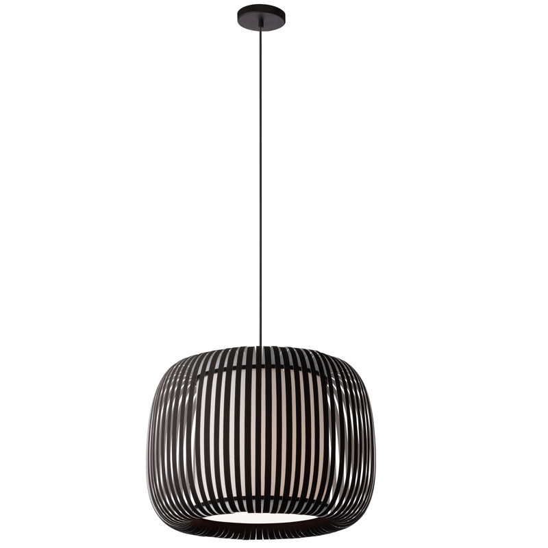 Luminaire suspendu tambour simple 1 lumière Mia, Noir, Noir